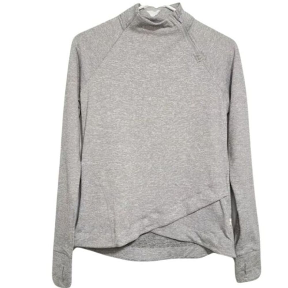 Mondetta Gray Striped Long Sleeve with Thumb Holes Pull Over Shirt Womens Sz S/P